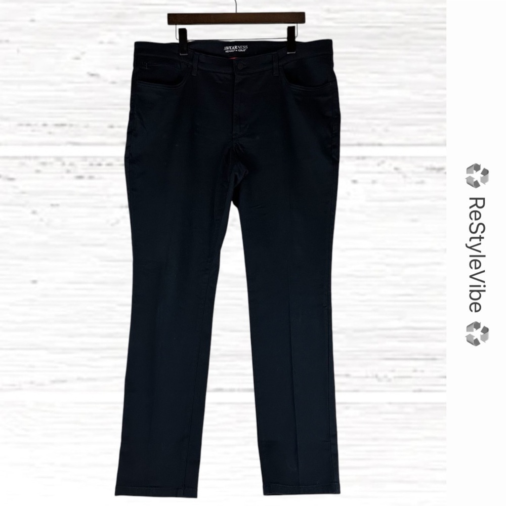 AWEARNESS KENNETH COLE Men’s Size 38x34 Pants Navy Chinos Khakis 5 Pocket Style